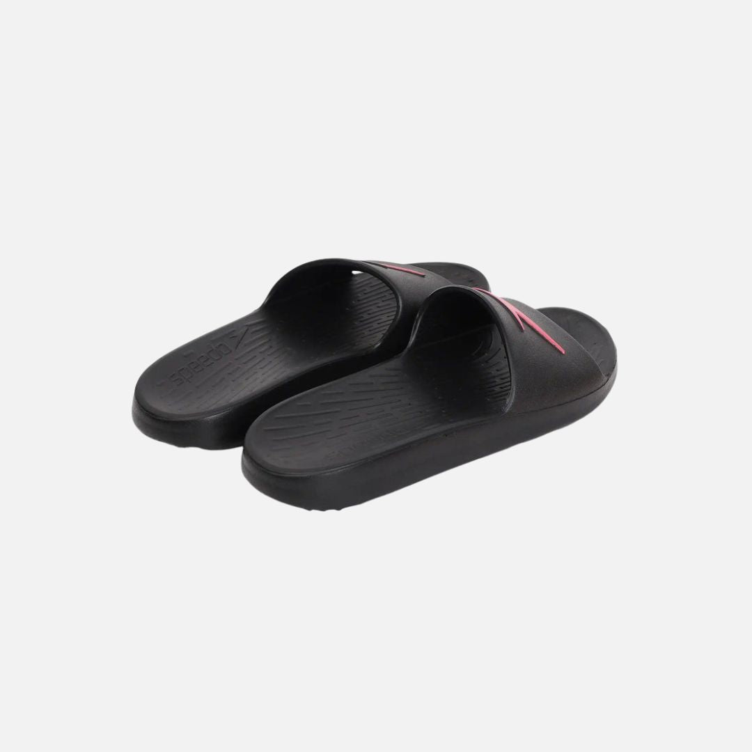 Speedo Women's Single Colour Slides - Black & Raspberry Fill
