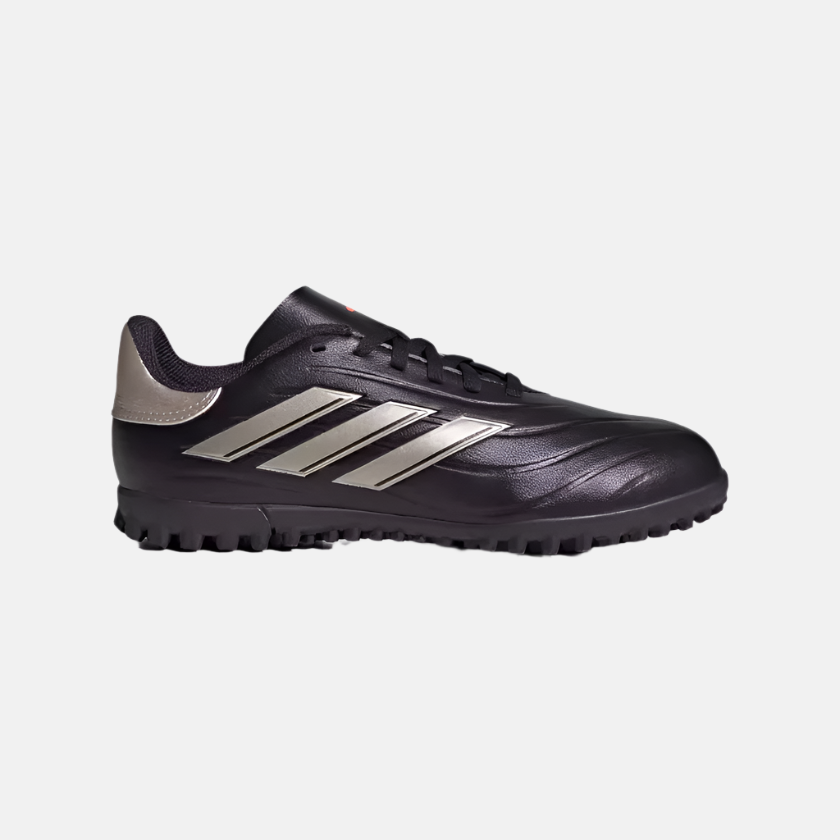 Adidas Copa Pure 2 Club Turf Kids Unisex Football Shoes (7-12 Year) -Aurora Black/Platinum Metallic/Turbo