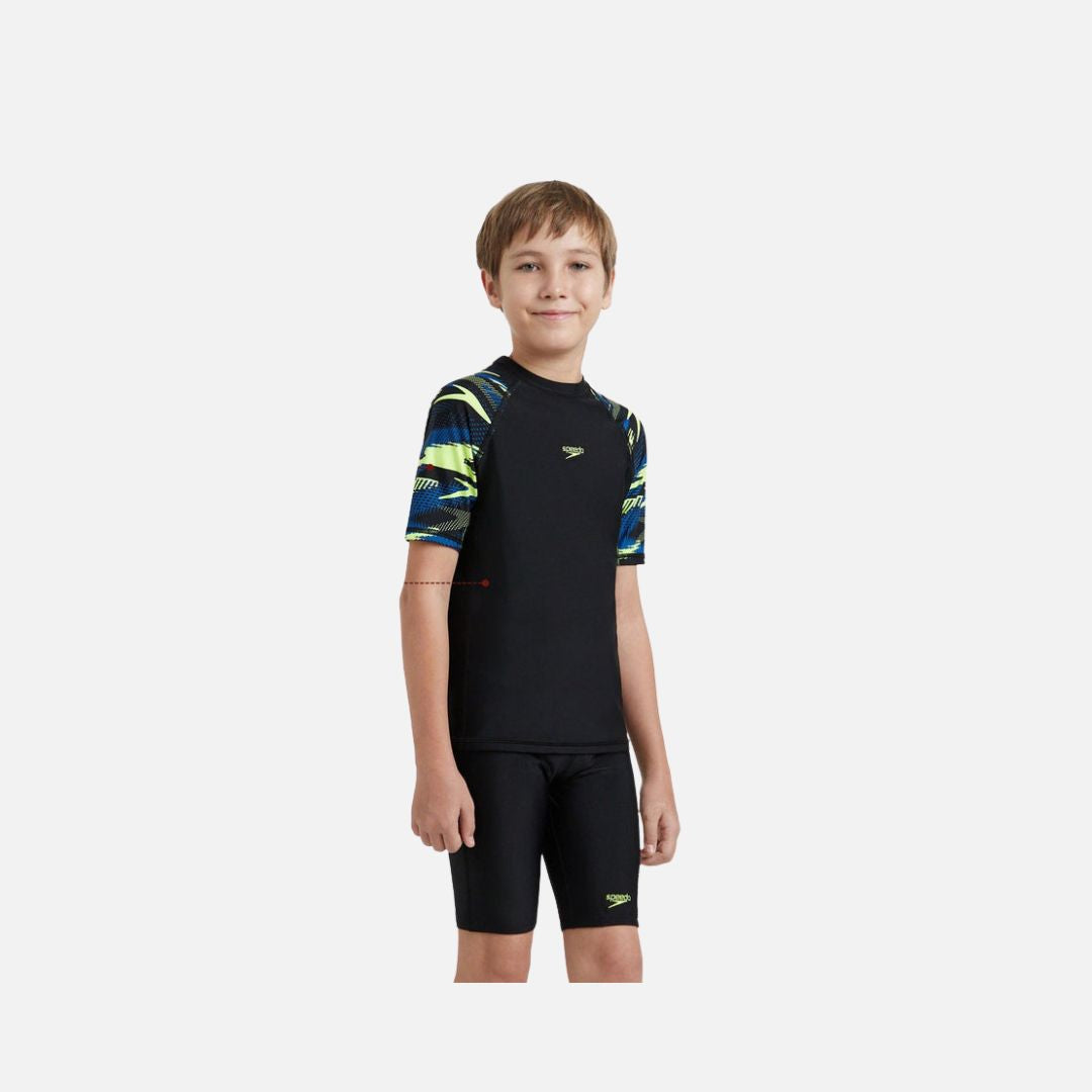 Speedo Boy's Endurance10 Hyperboom Print Short Sleeve Suntop