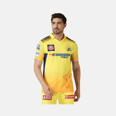 Chennai Super Kings(CSK) IPL 2024 Dhoni 7 Official Match Jersey Half Sleeve
