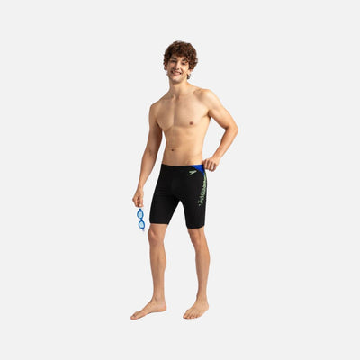 Speedo Men's Endurance+ Boom Splice Jammer - Black & Bright Zest