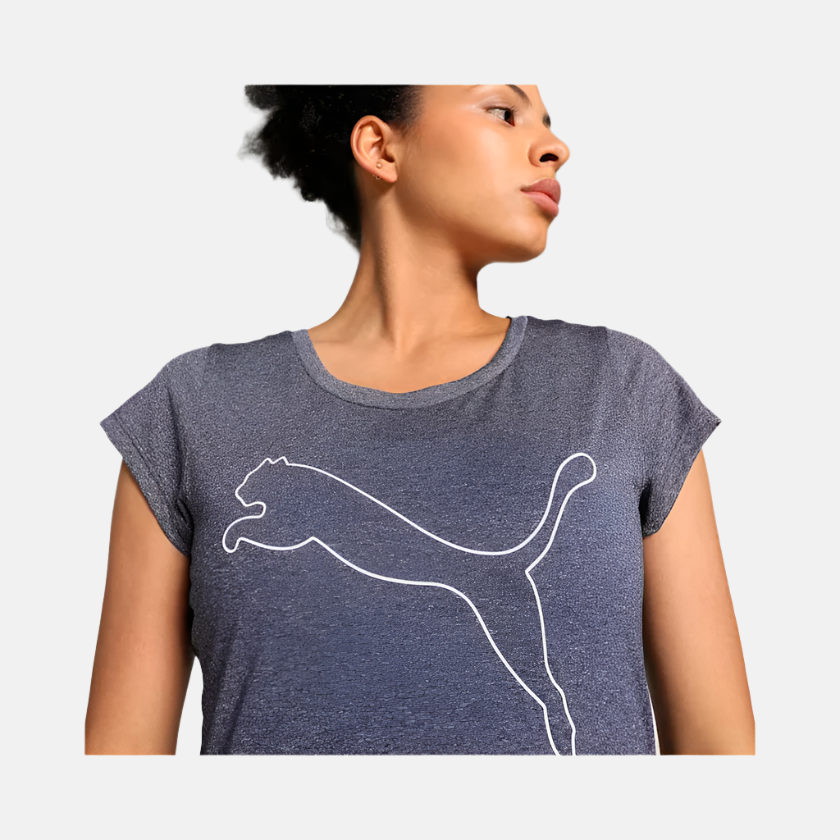 Puma Heather Cat Women's Training T-shirt -Navy Heather