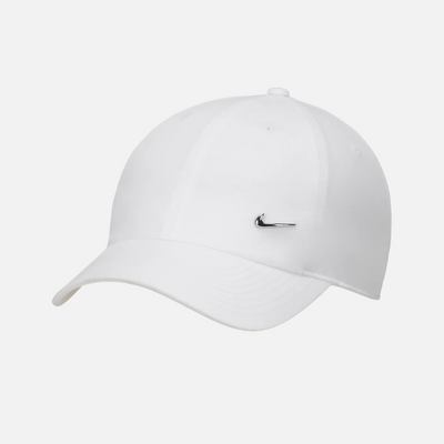 Nike Dri-FIT Club Unstructured Metal Swoosh Cap -White