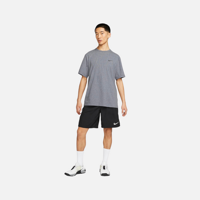 Nike Dri-FIT UV Hyverse Men's Short-Sleeve Fitness Top -Obsidian/Heather/Black`