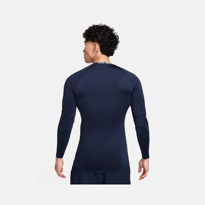 Nike Pro Men's Dri-FIT Tight Long-Sleeve Fitness Top -Obsidian/White