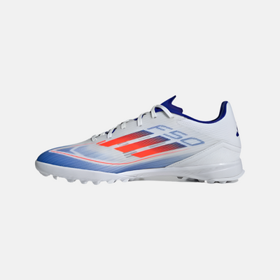 Adidas F50 League Unisex Football Turf Shoes -Cloud White/Solar Red/Lucid Blue