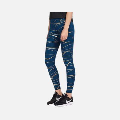 Nike Fast Icon Clash Women's Mid-Rise Running Leggings -Blue/Golden