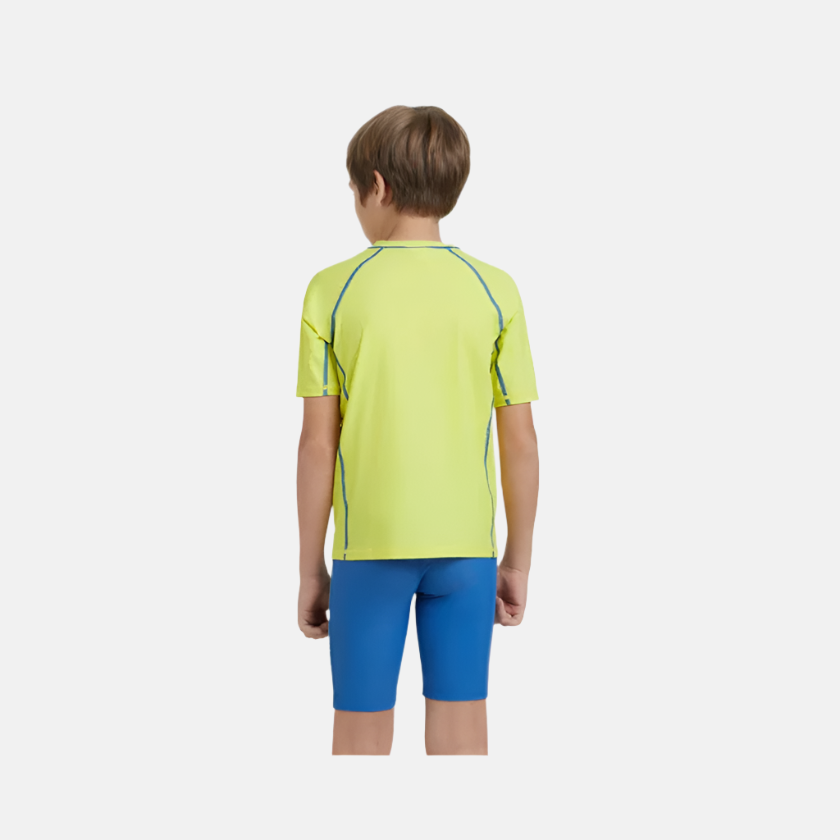 Speedo Enduraflex Short Sleeve Boy's Suntop -Lemon Drizzle/Turkish Sea