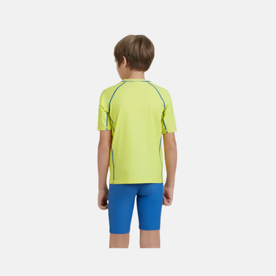 Speedo Enduraflex Short Sleeve Boy's Suntop -Lemon Drizzle/Turkish Sea