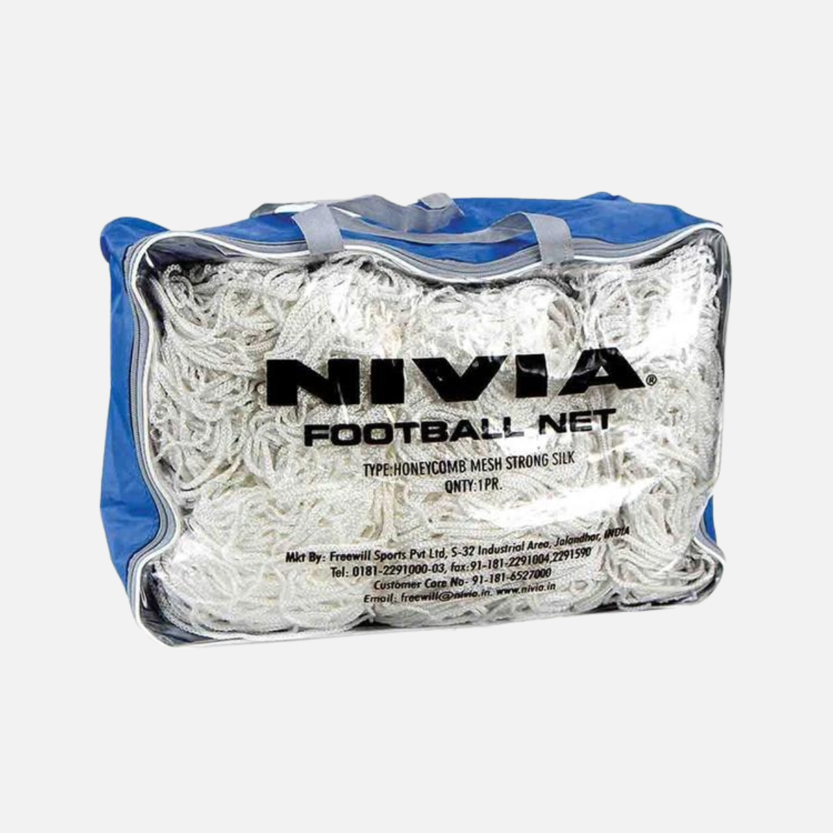NIVIA Football NET 7.32X2.44M Hole 12CM Material Woven Terylene -White