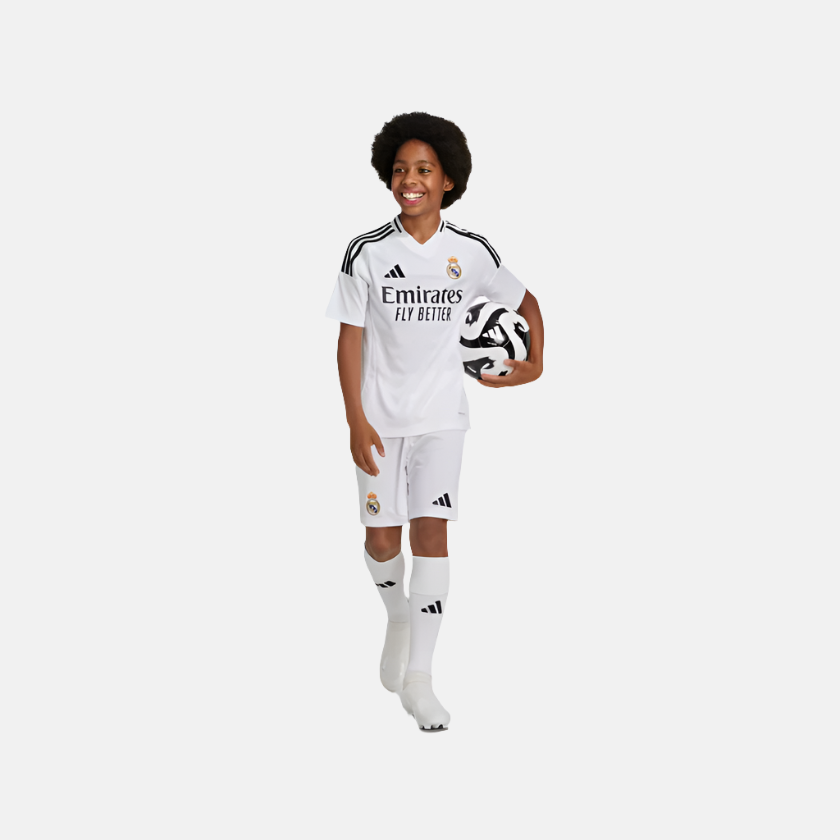 Adidas Real Madrid 24/25 Home Kids Football Shorts (7-16Yeasr) -White