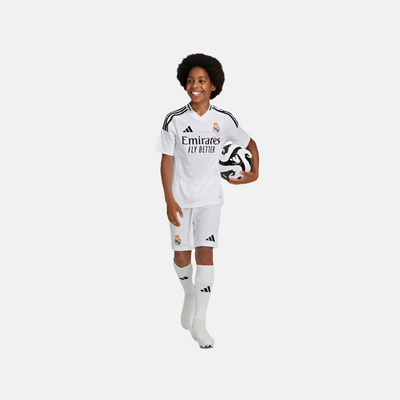 Adidas Real Madrid 24/25 Home Kids Football Shorts (7-16Yeasr) -White