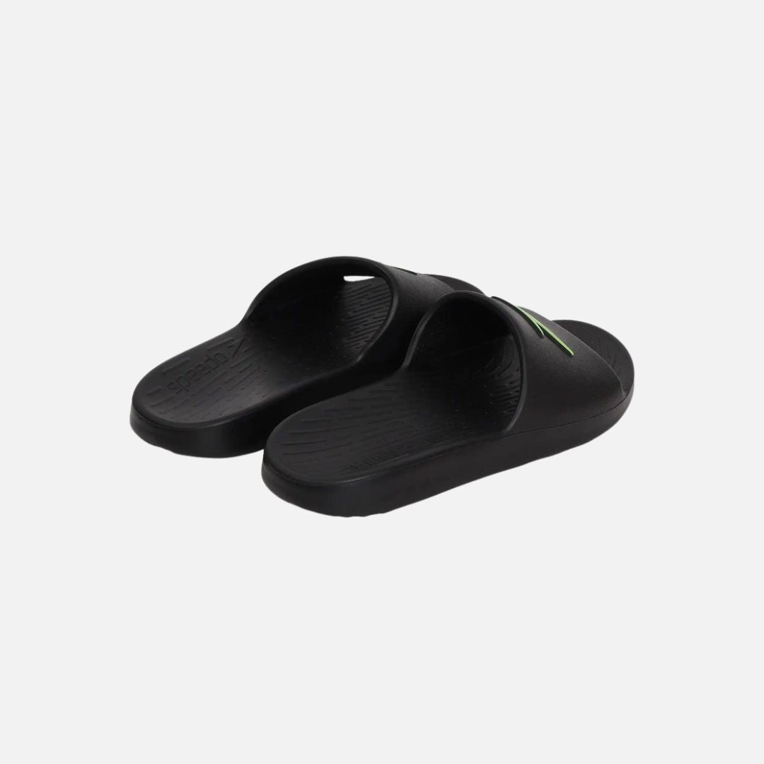 Speed Unisex Junior's Single Colour Slides For Boys and Girls - Black & Atomic Lime