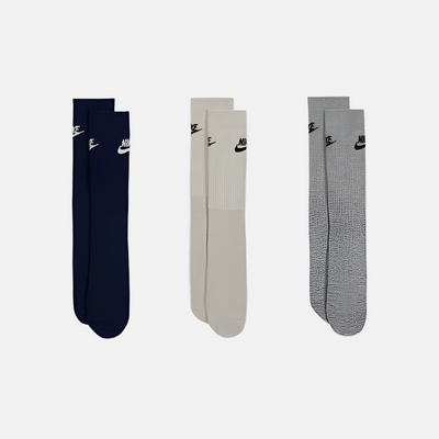 Nike Sportswear Everyday Essential Crew Socks (3 Pairs) -Navy/Grey/Dark Grey