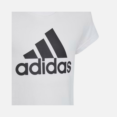 Adidas Essentials Big Logo Kids Girls Cotton T-shirt (7-15 Year) -White/Black