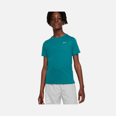 Nike Dri-FIT Miler Older Kids Short-Sleeve Training Top -Geode Teal