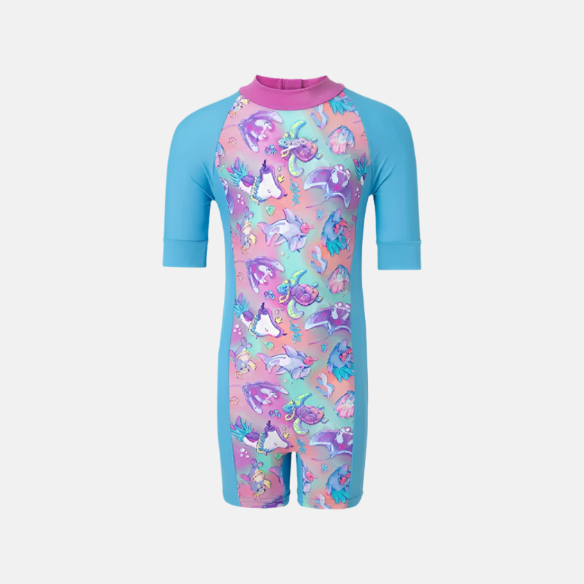 Speedo Endura Brite Essential All In One Girl's Legsuit - Picton Blue/Arctic Glass/Diva