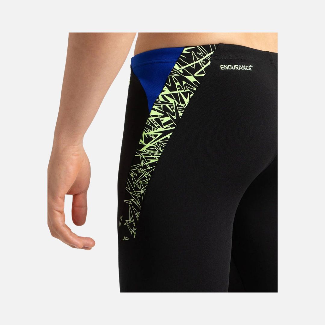 Speedo Men's Endurance+ Boom Splice Jammer - Black & Bright Zest