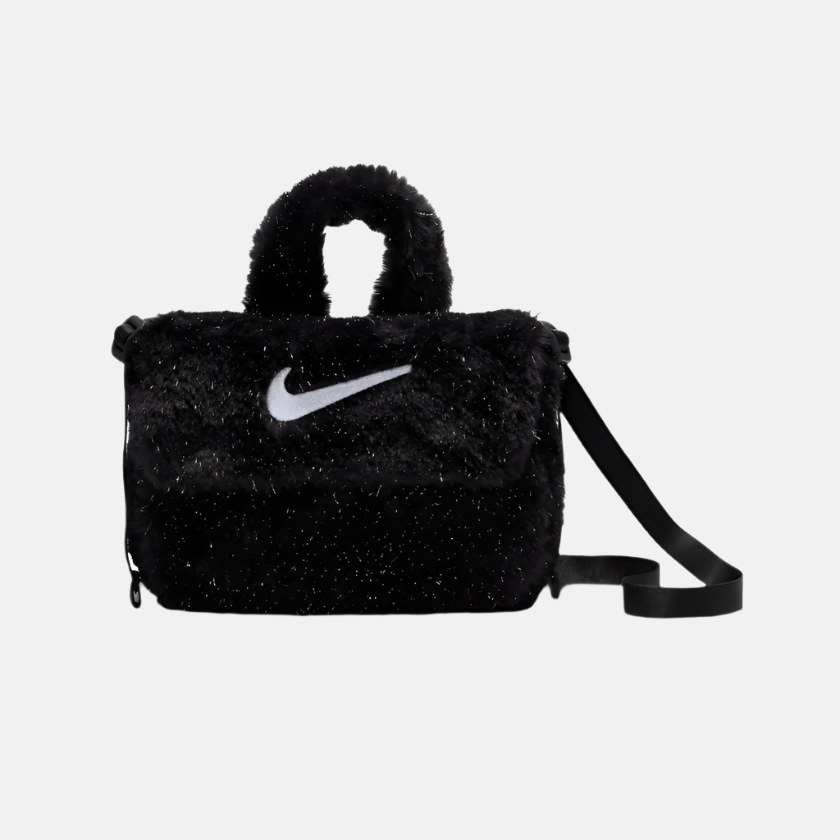 Nike Older Kids' Faux Fur Cross-Body Bag 1L -Black/Cool Grey/White