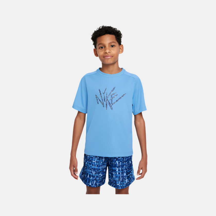 Nike Dri-FIT Multi Older Kid's Boy Short-Sleeve Top -Blue Beyond