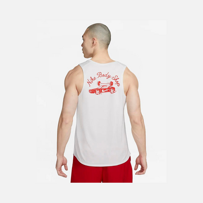 Nike Dri-FIT Miler Men's Running Tank -White/red