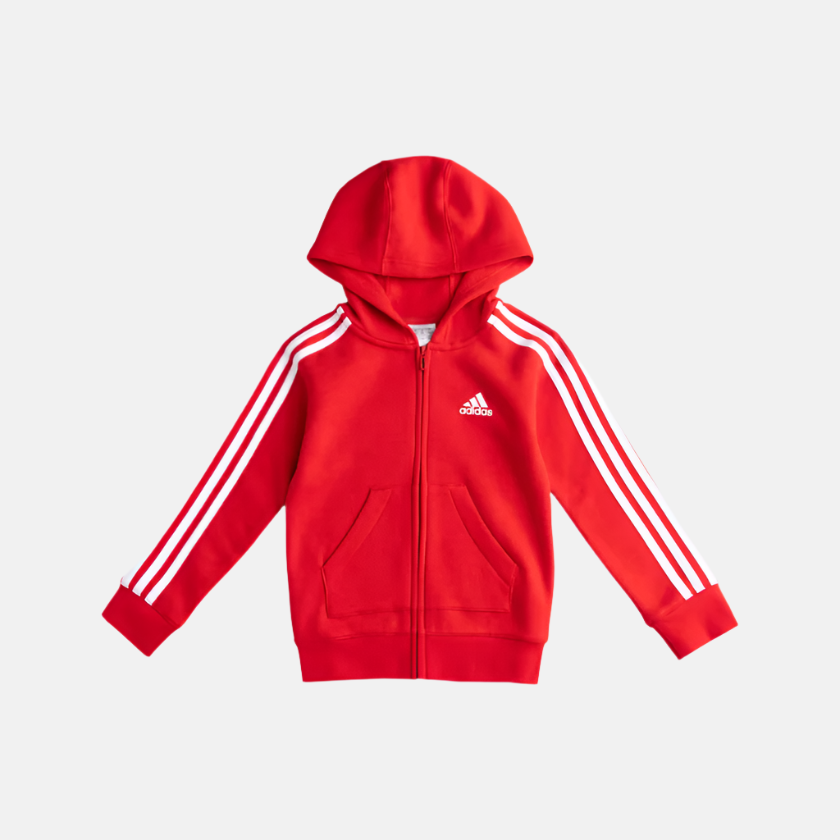 Adidas B 3S FL FZ Kids Girl Hoodie (16 Years)-Better Scarlet