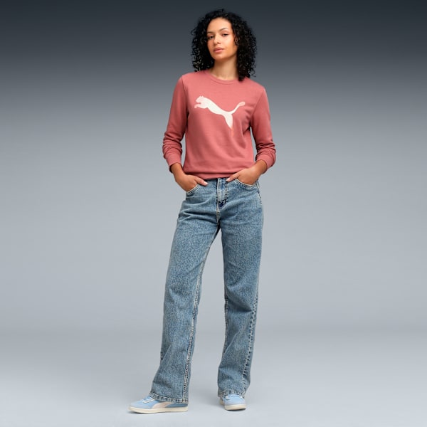 Puma Essentials Women's PUMA Logo Crew Sweatshirt-Exotic Red