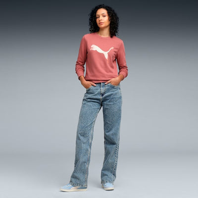 Puma Essentials Women's PUMA Logo Crew Sweatshirt-Exotic Red