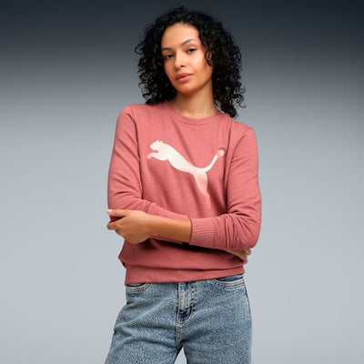 Puma Essentials Women's PUMA Logo Crew Sweatshirt-Exotic Red