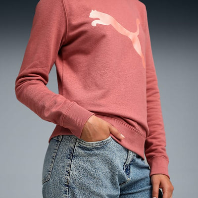 Puma Essentials Women's PUMA Logo Crew Sweatshirt-Exotic Red