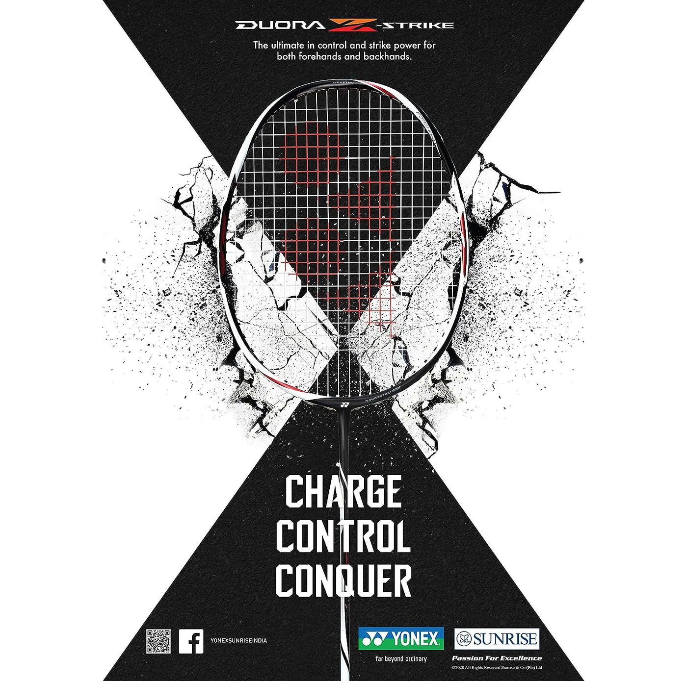 Yonex Duora-Z-Strike Badminton Racquet unstrung  - Black/White