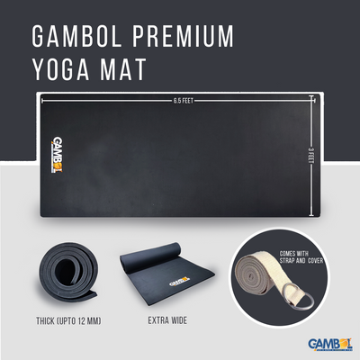 Gambol Yoga Mat (36*78) 12mm with Belt and Cover