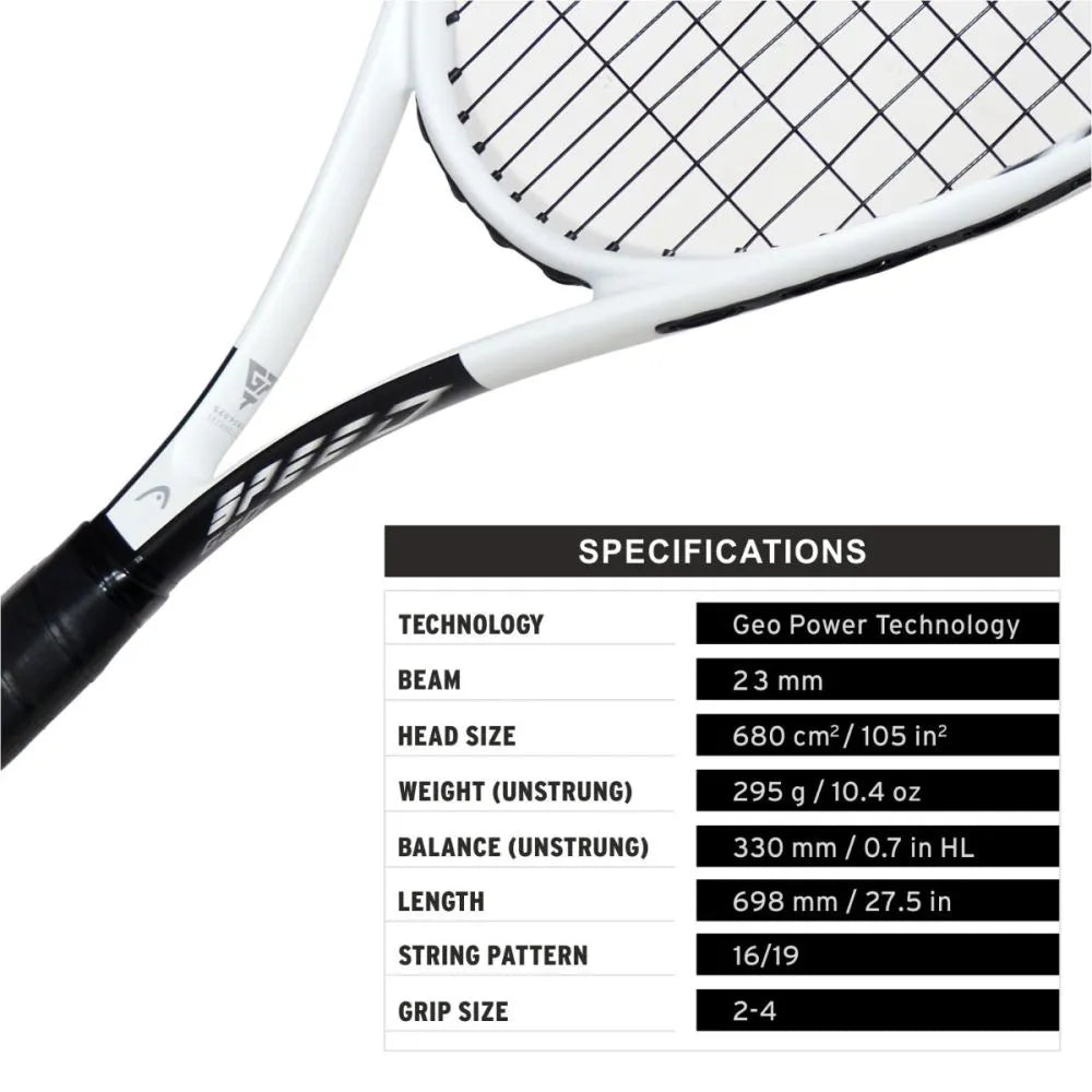 Head Geo Speed Tennis Racquet -White/Black