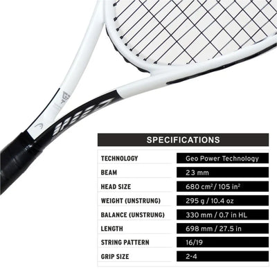 Head Geo Speed Tennis Racquet -White/Black