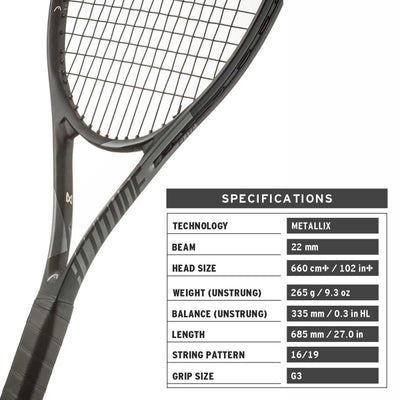 Head MX Attitude Elite Stealth Tennis Racquet -Grey/Black