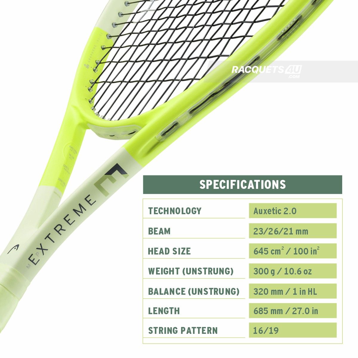 Head Extreme MP Unstrung Tennis Racquet -Yellow/Lime