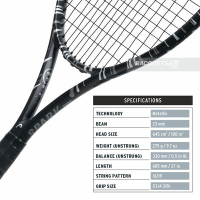 Head Mx Spark Suprm Stealth Tennis Racquet -Grey/Black