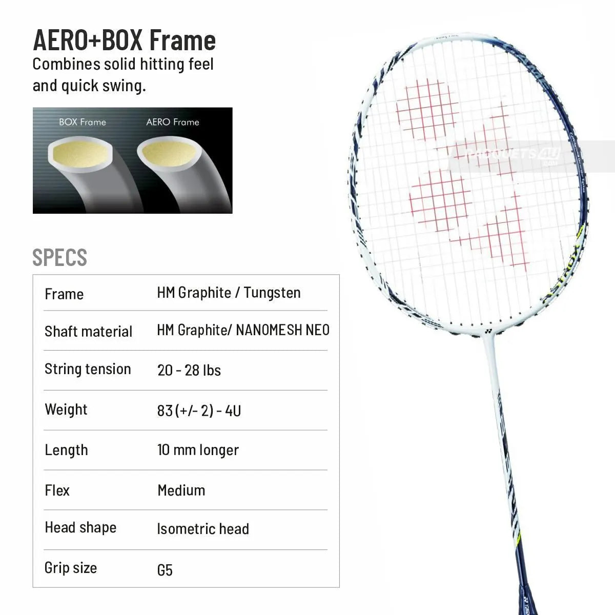 YONEX Astrox 99 Game Badminton Racquet -White Tiger