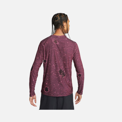 Nike Mens Long Sleeve Dri-FIT DYE ALL Over Print Fitness Top -Pink Glow/Black