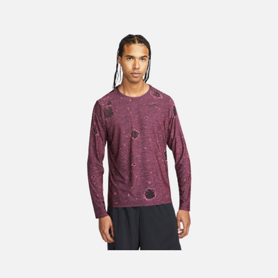 Nike Mens Long Sleeve Dri-FIT DYE ALL Over Print Fitness Top -Pink Glow/Black