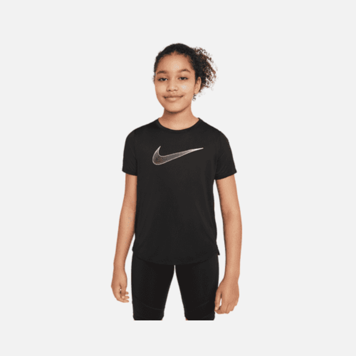 Nike Dri-Fit One Older Kid's Short-Sleeve Training Top -Black/White