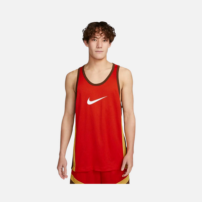 Nike Dri-Fit Icon Mens Basketball Jersey -Picante Red/Brown/Wheat Gold/White
