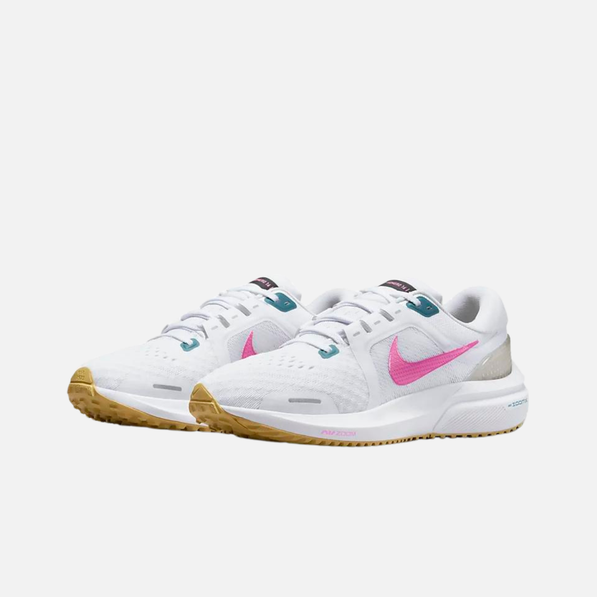 Nike Vomero 16 Womens Road Running Shoes-White/Noise Aqua/Wheat Gold