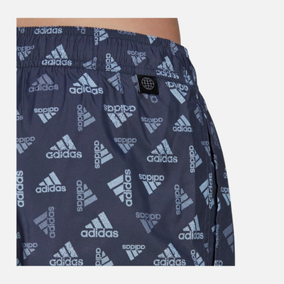 Adidas Logo Print CLX Swim Shorts Very Short Length -Shadow Navy / Blue Dawn