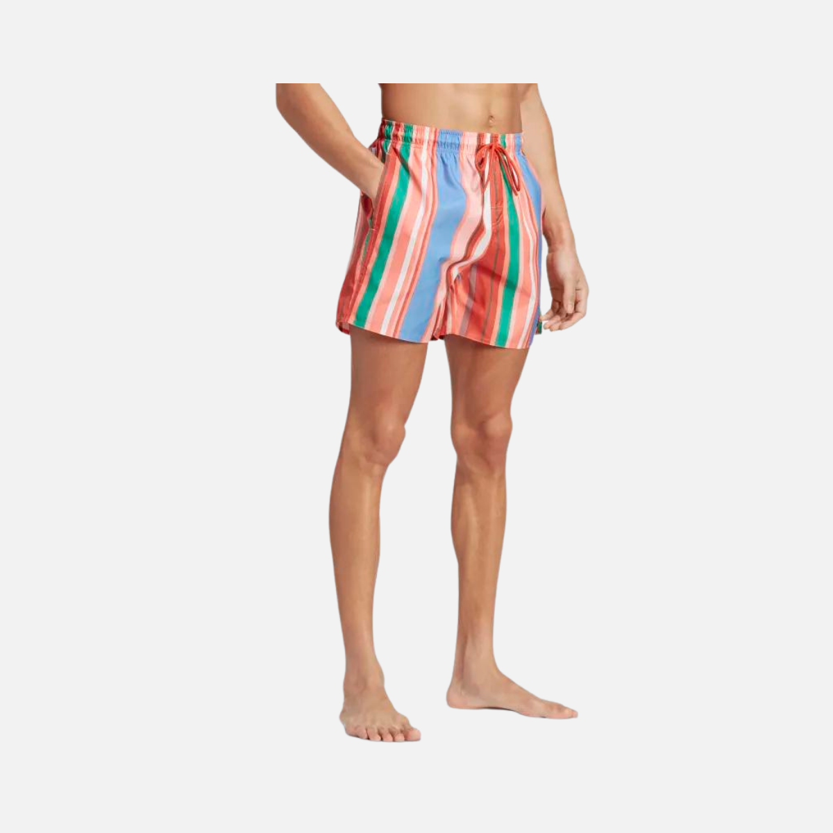Adidas Striped Swim Mens Shorts -Coral fusion