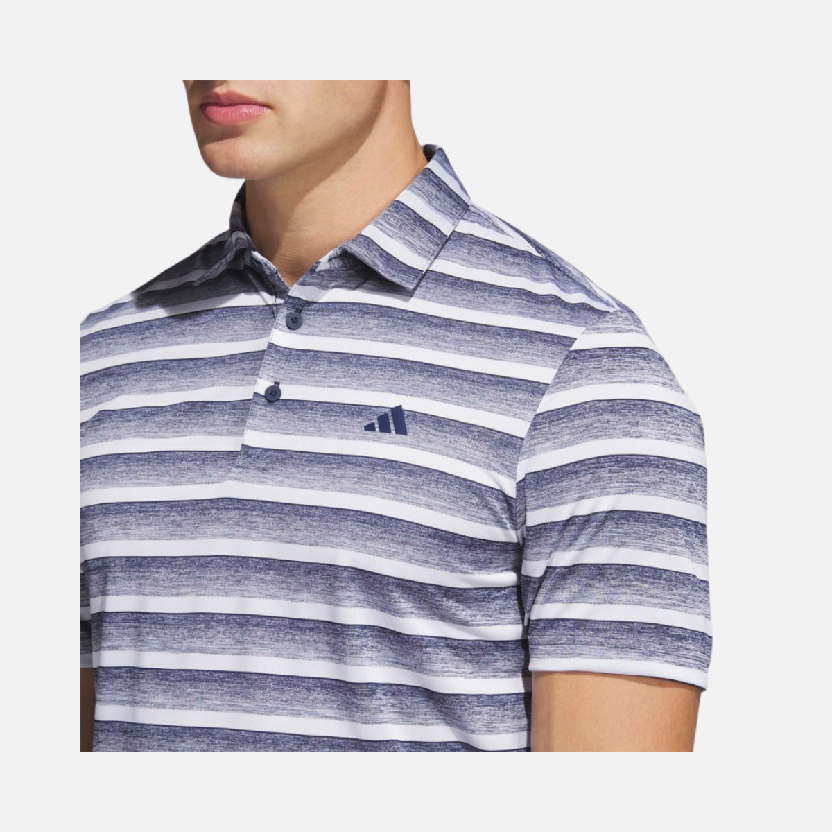 Adidas Two-Color Striped Polo Shirt -Collegiate Navy/White