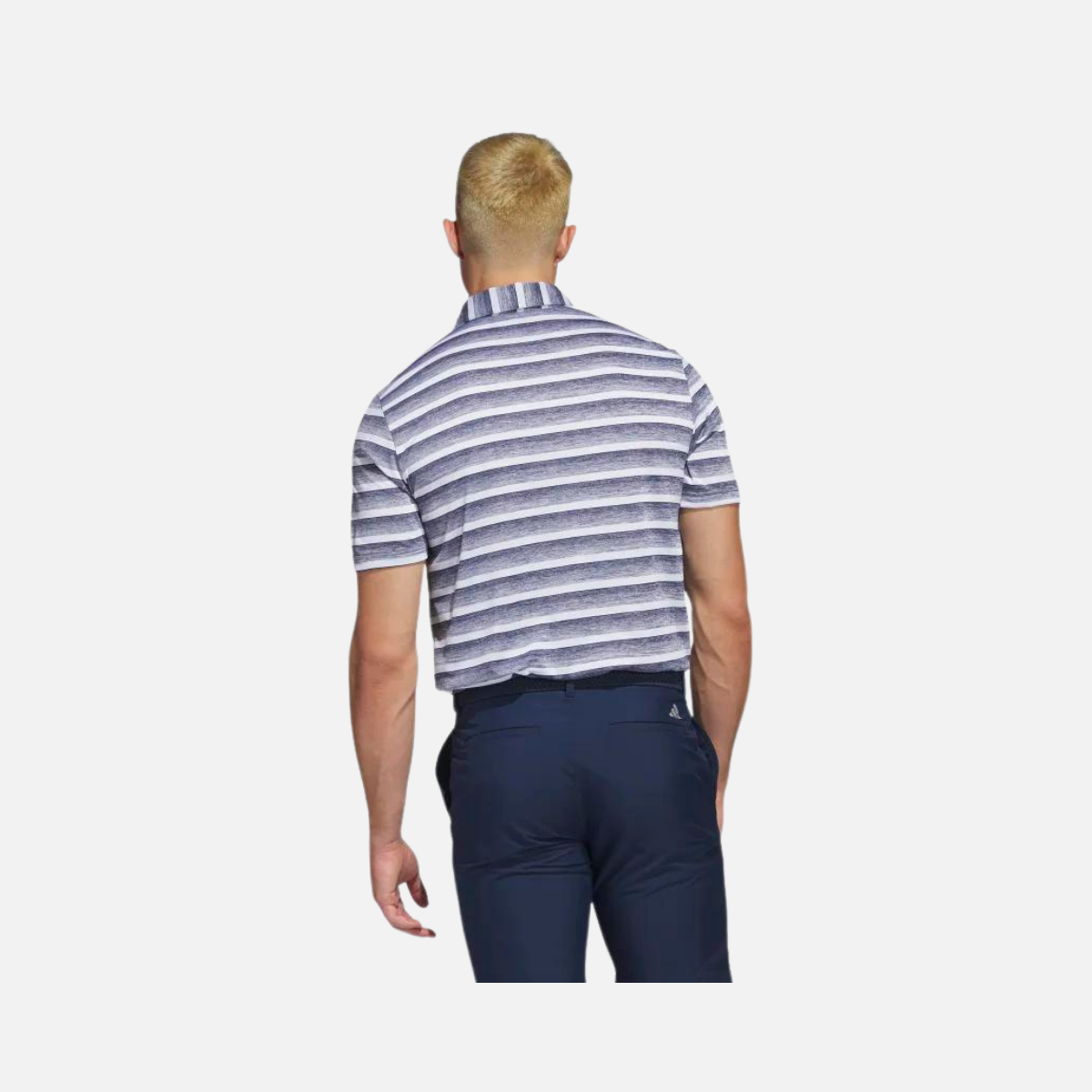 Adidas Two-Color Striped Polo Shirt -Collegiate Navy/White