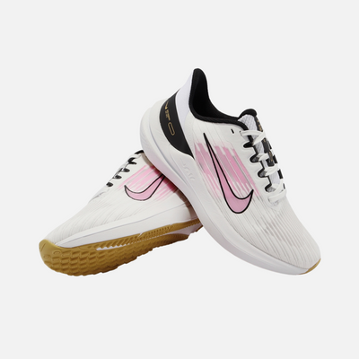 Nike Air Winflo 9 Womens Running shoes-White/Pink/Spell Black/Wheat Gold