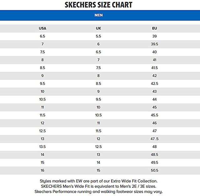Skechers size chart mens on sale