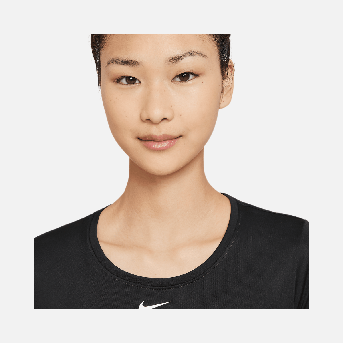 Nike Dri-Fit One Womens Standard-Fit Short Sleeve Top -Black/White